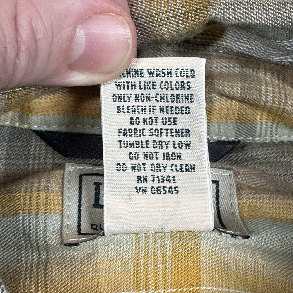 LL Bean Mens M Double Pocket Long Sleeve Yellow Plaid Outdoor Button Up Shirt - Picture 4 of 9